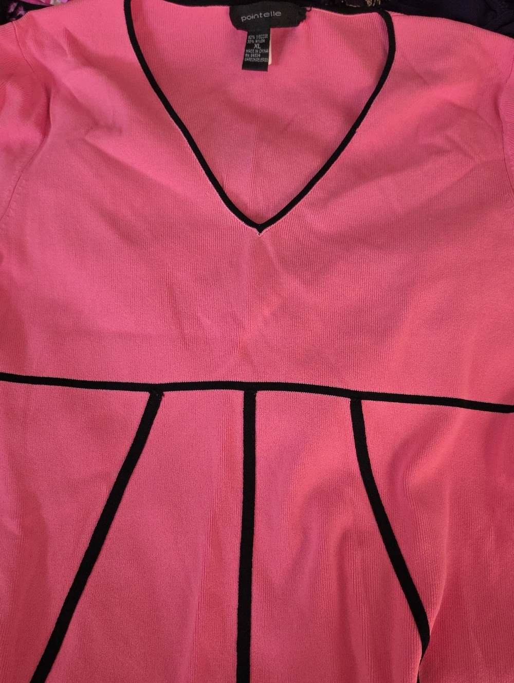 Pointelle Pink V-Neck Fit-and-Flare Shirt Size Xl Business Wear. Euc